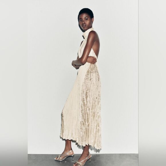NWT ZARA LONG PLEATEDβDRESS - Picture 3 of 14